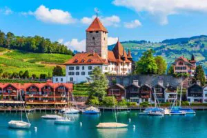 Spiez: A serene town on the shores of Lake Thun, surrounded by the beauty of the Swiss Alps and offering a tranquil lakeside experience.